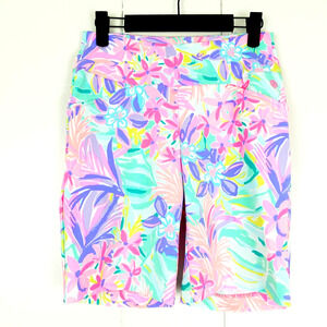 Lilly Pulitzer Womens Athletic Shorts Size 0 Tropical Floral Athleisure Stretch